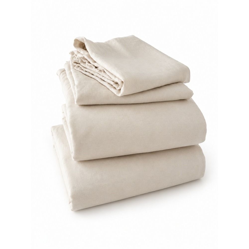Quince Linen Sheet Set King Sand Beige EUC Linen Breathable Bedding InComplete